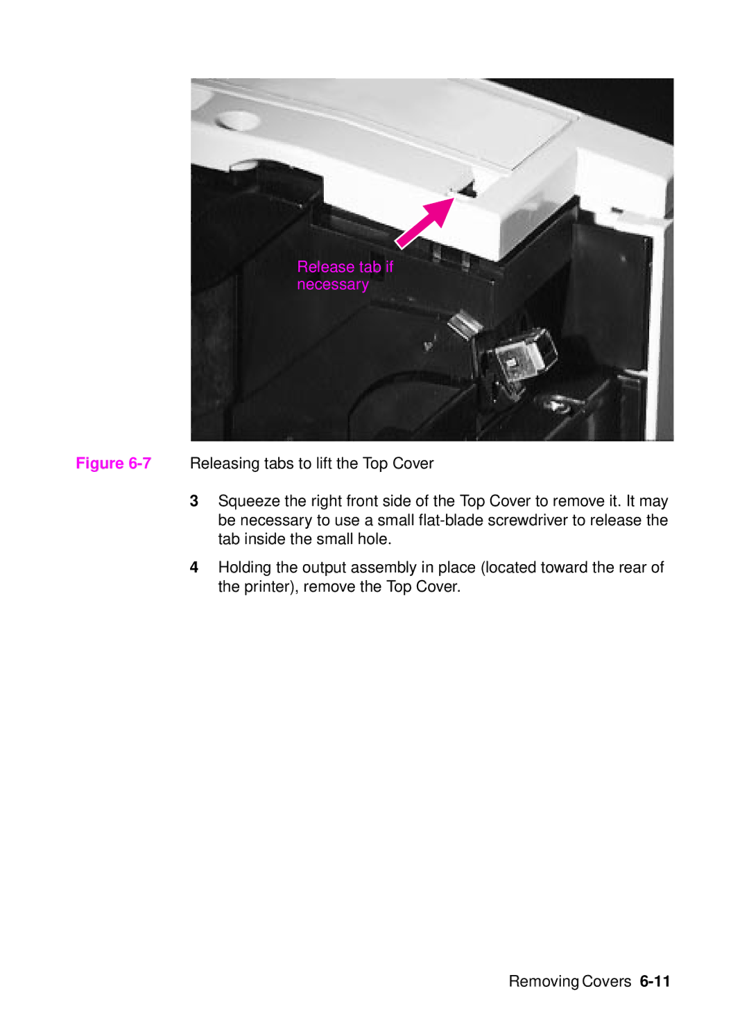 HP 4000, 4050 manual Release tab if necessary 