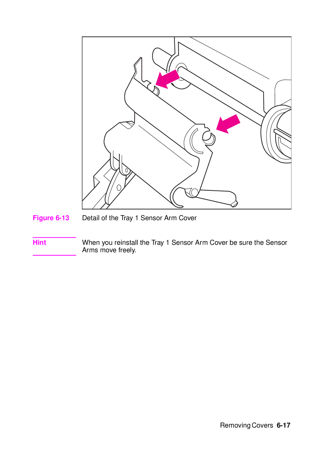 HP 4000, 4050 manual Detail of the Tray 1 Sensor Arm Cover 