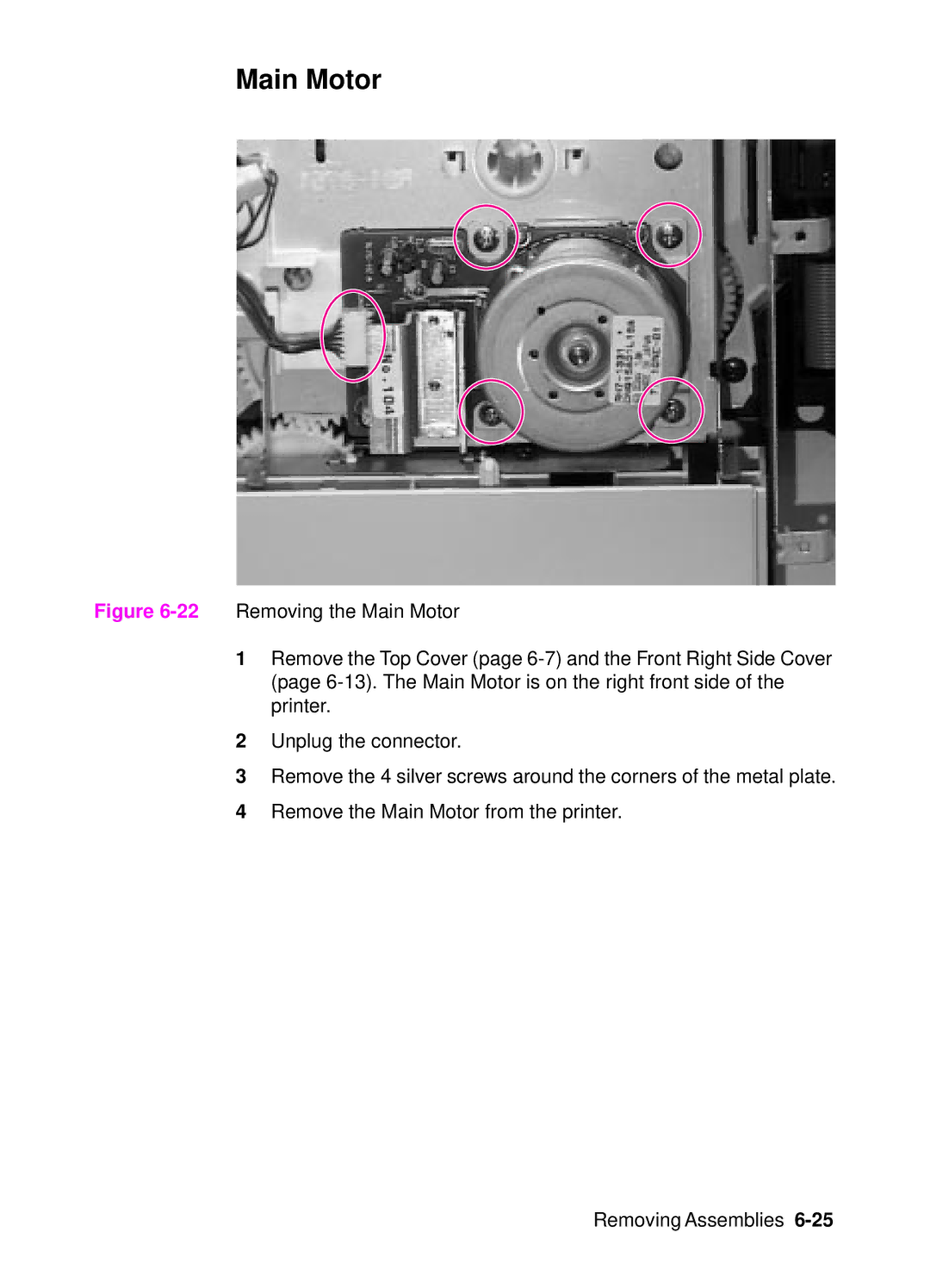 HP 4000, 4050 manual Main Motor 