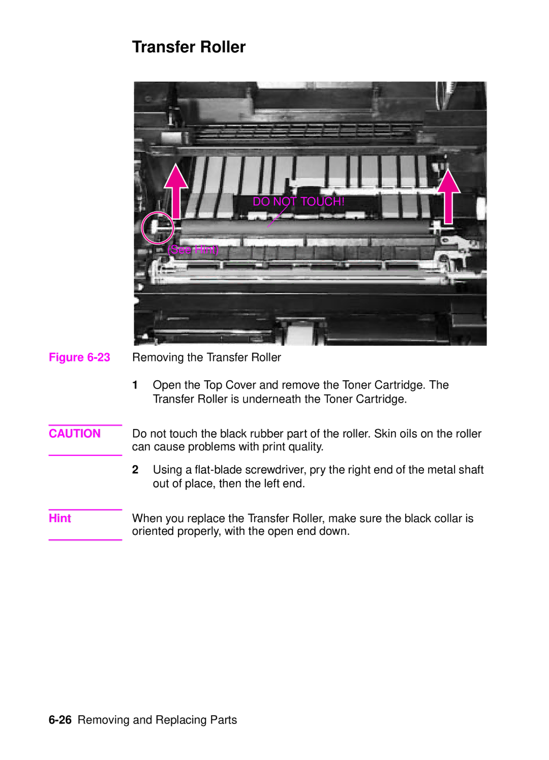 HP 4050, 4000 manual Transfer Roller 