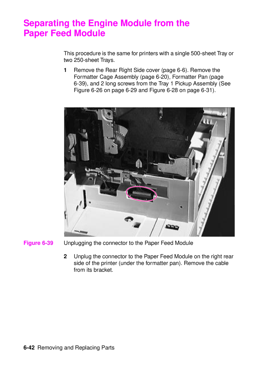 HP 4050, 4000 manual Separating the Engine Module from the Paper Feed Module 