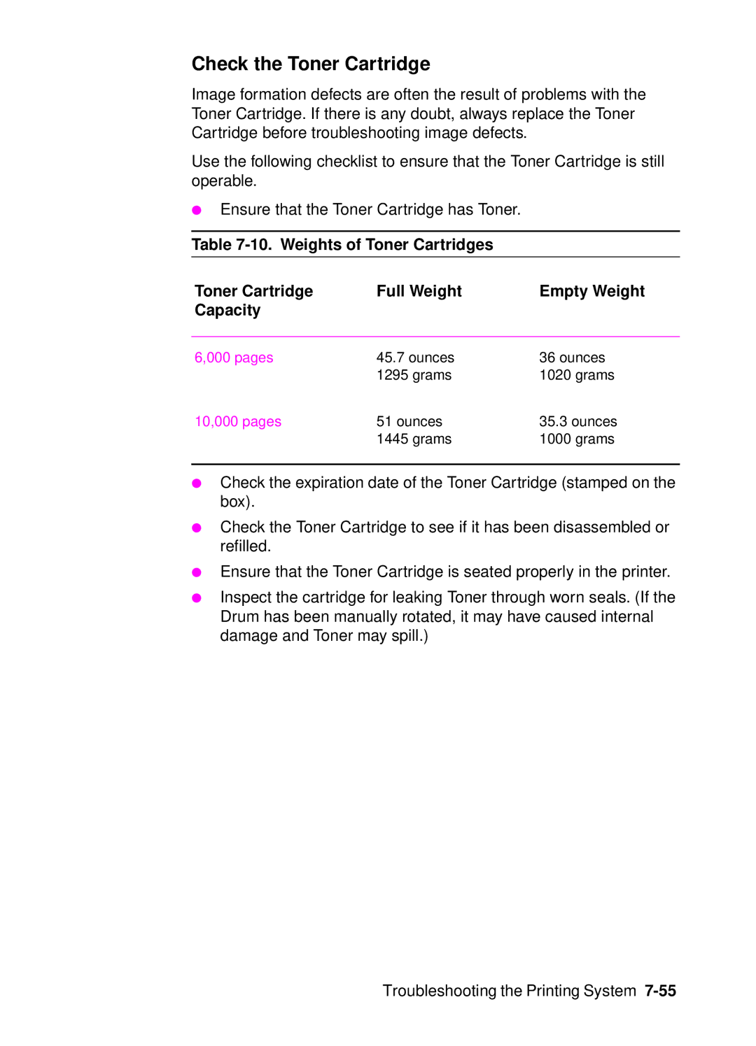 HP 4000, 4050 manual Check the Toner Cartridge 