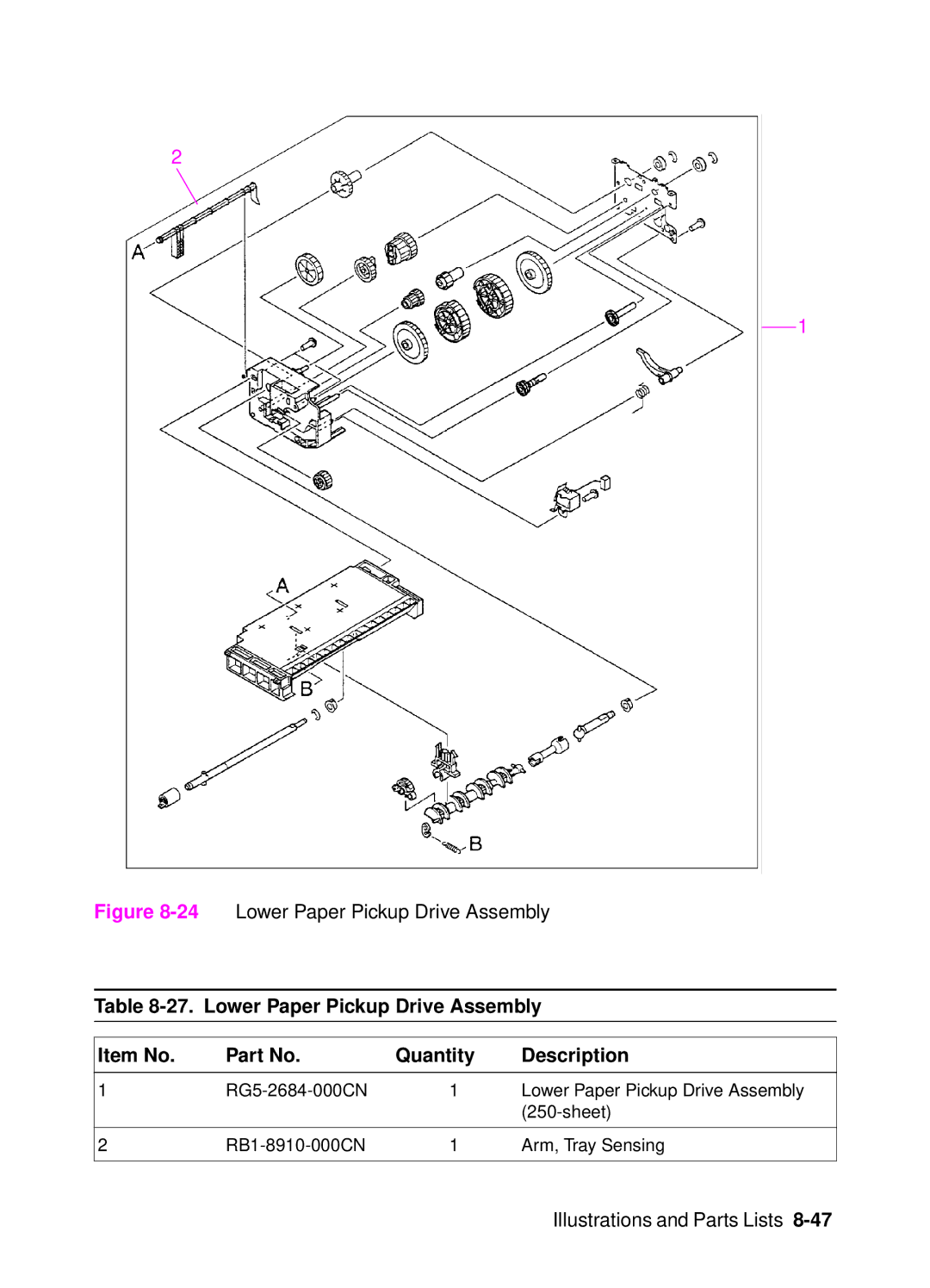 HP 4000, 4050 manual 24Lower Paper Pickup Drive Assembly 