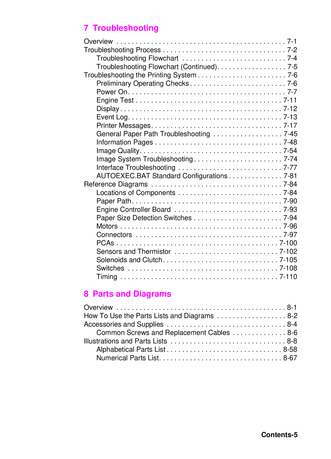 HP 4000, 4050 manual Troubleshooting, Contents-5 