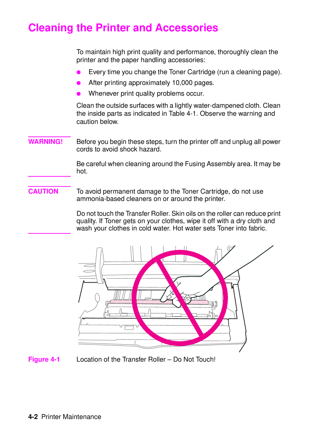 HP 4050, 4000 manual Cleaning the Printer and Accessories 