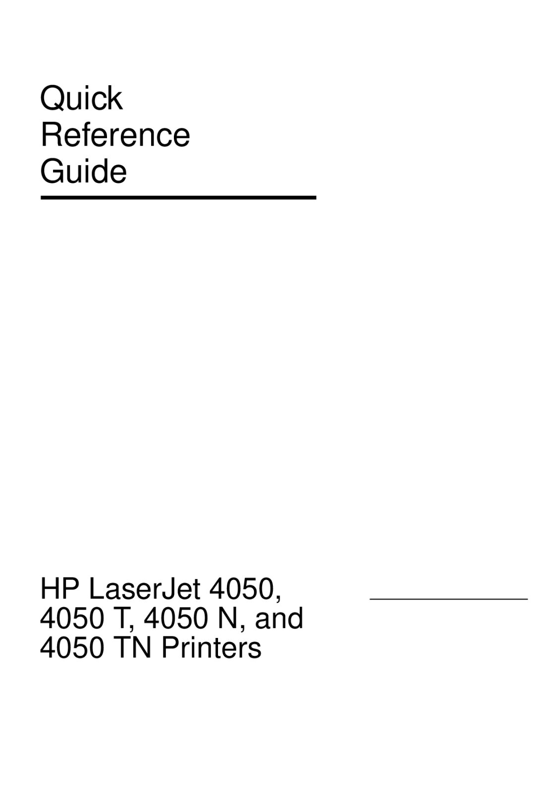 HP 4050 N, 4050 TN manual Quick Reference Guide 