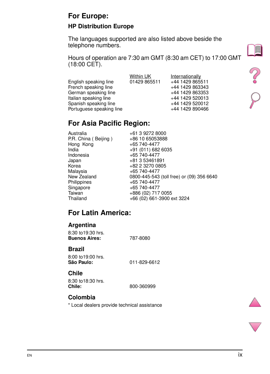 HP 4050 manual For Europe, For Asia Pacific Region, For Latin America 