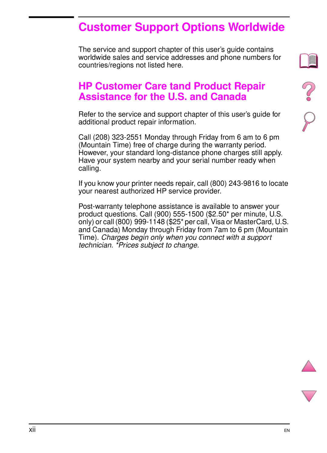 HP 4050 manual Customer Support Options Worldwide 