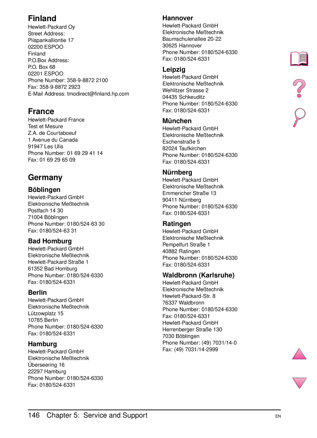 HP 4050 manual Finland, France, Germany 