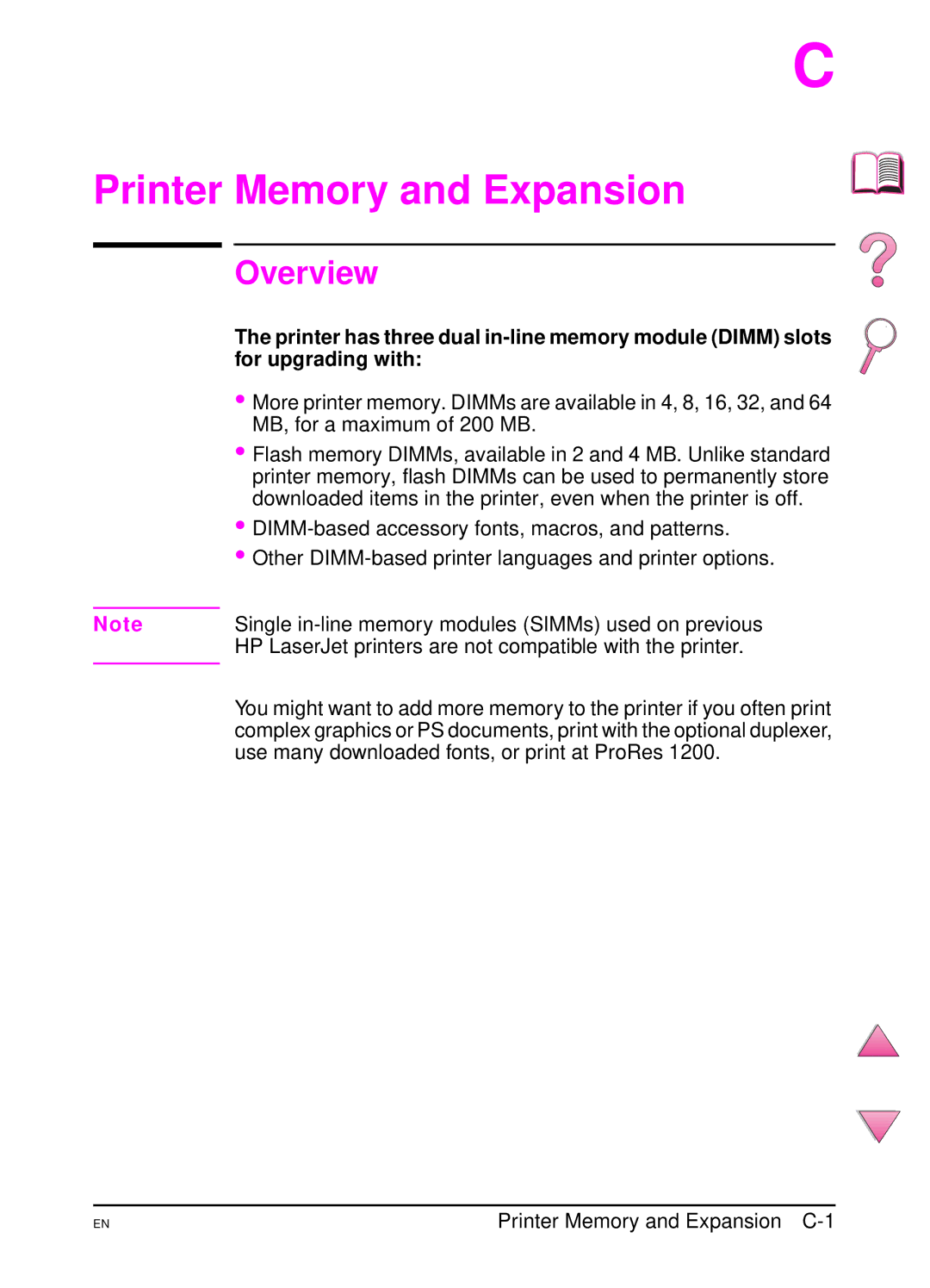 HP 4050 manual Printer Memory and Expansion 