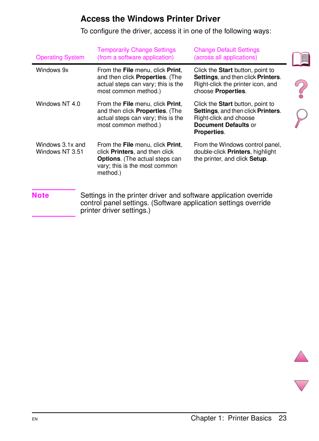 HP 4050 manual Access the Windows Printer Driver, Choose Properties 