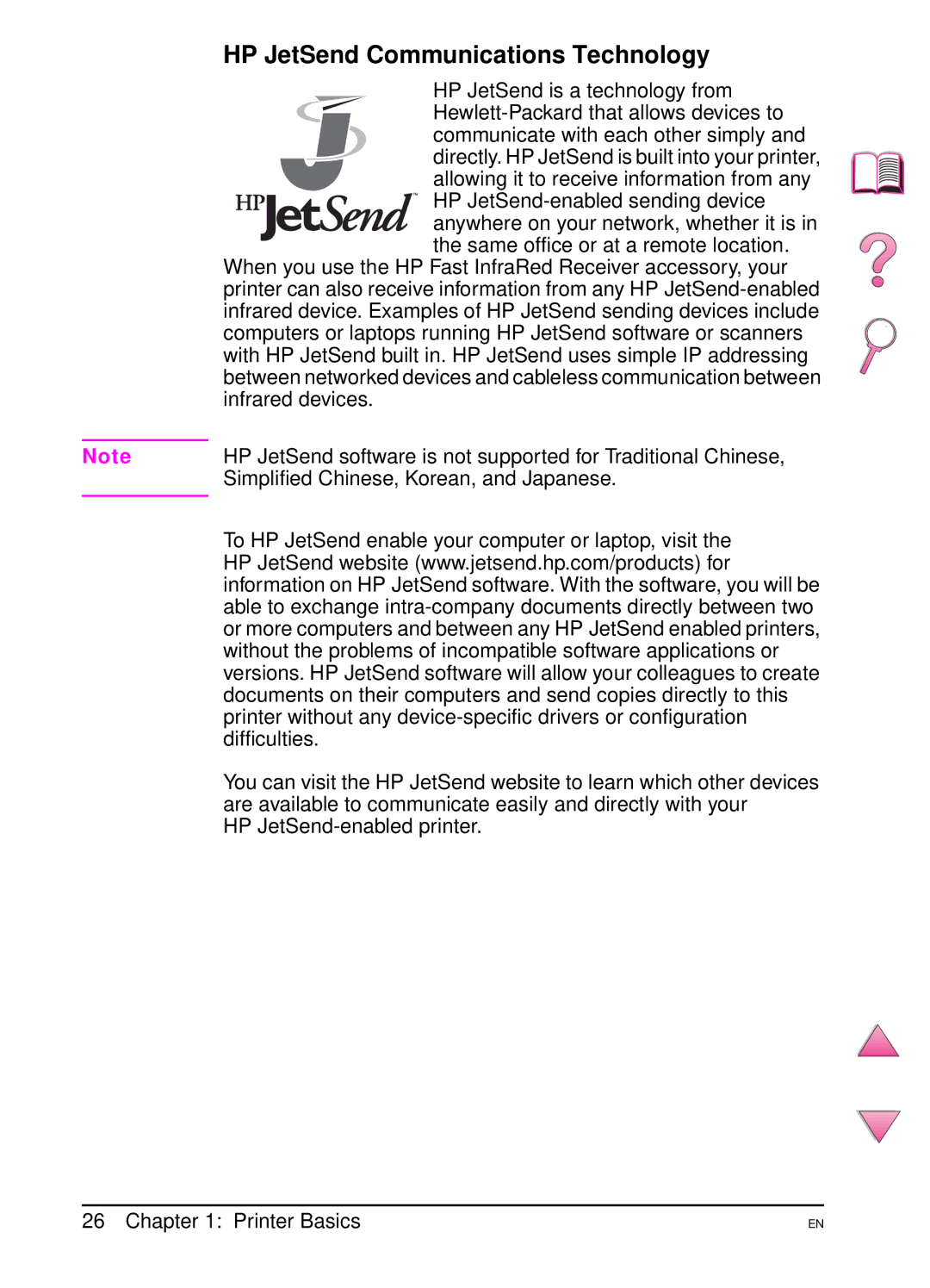 HP 4050 manual HP JetSend Communications Technology 