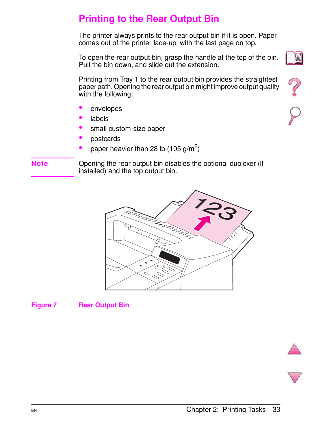 HP 4050 manual Printing to the Rear Output Bin 