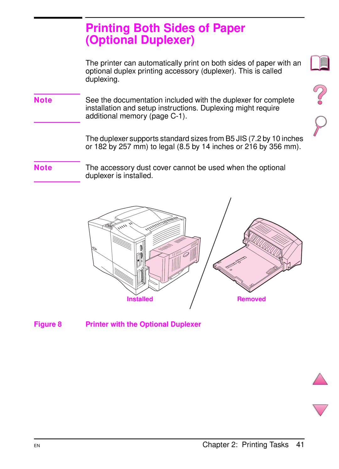 HP 4050 manual Printing Both Sides of Paper Optional Duplexer, Printer with the Optional Duplexer 