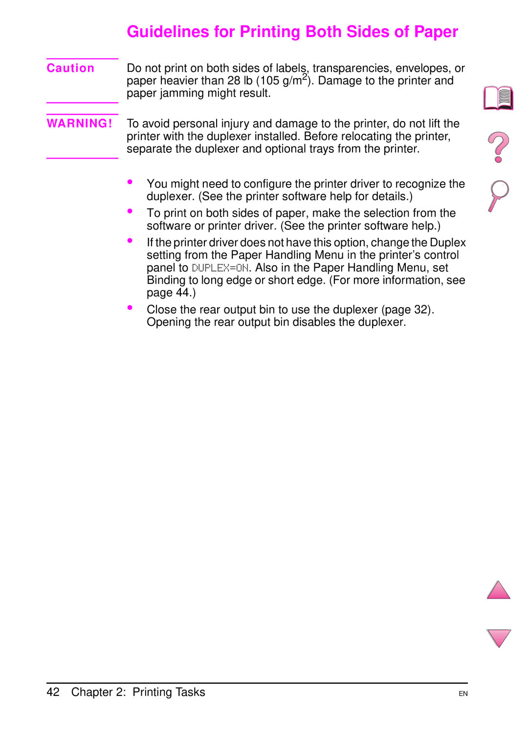 HP 4050 manual Guidelines for Printing Both Sides of Paper 