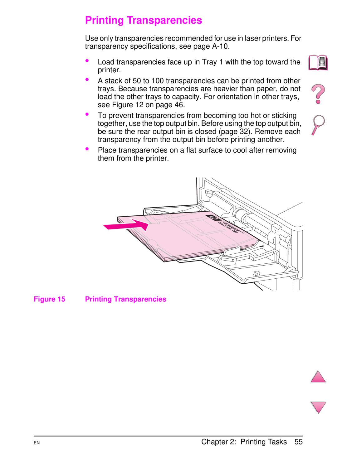 HP 4050 manual Printing Transparencies 