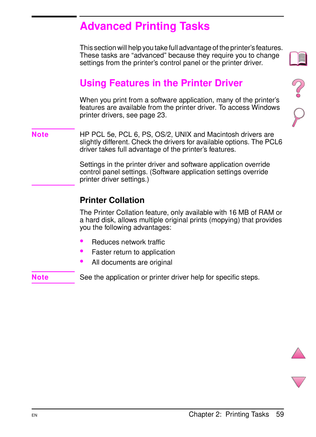 HP 4050 manual Advanced Printing Tasks, Using Features in the Printer Driver, Printer Collation 