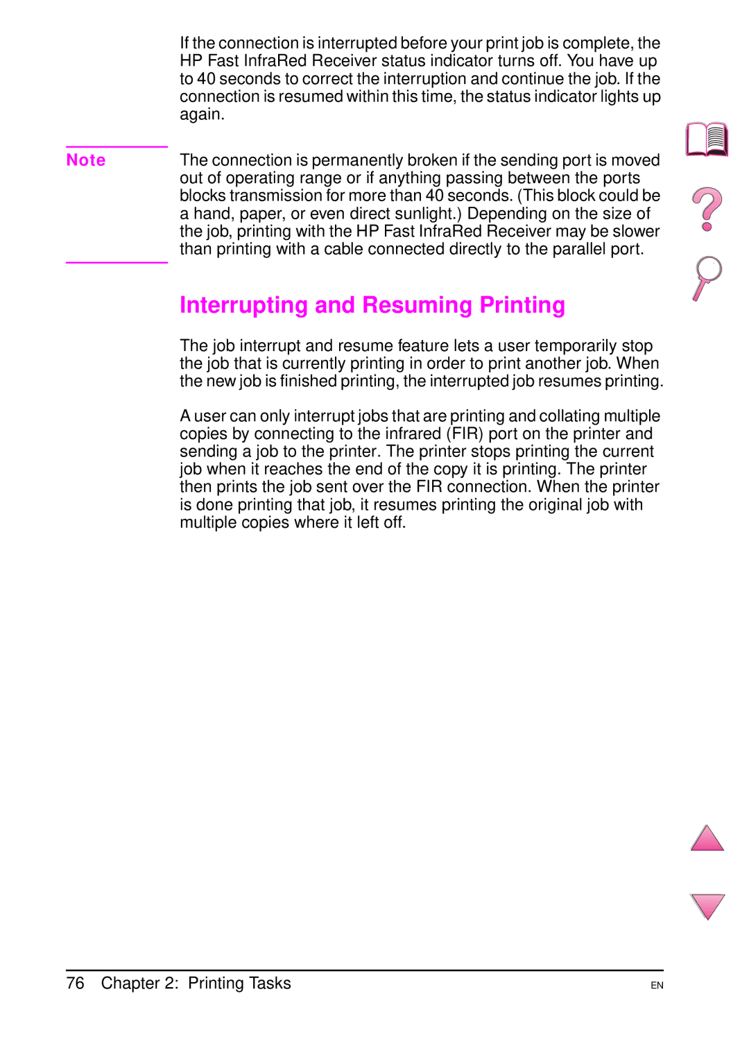 HP 4050 manual Interrupting and Resuming Printing, Again 