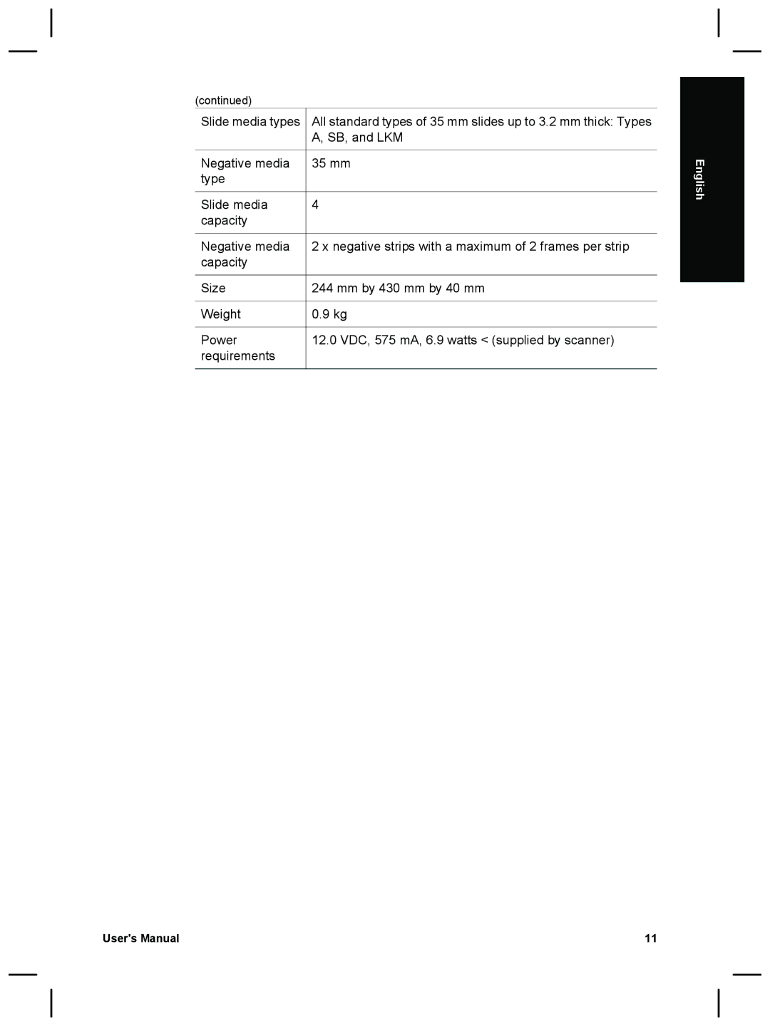 HP 4070 manual Slide media types 