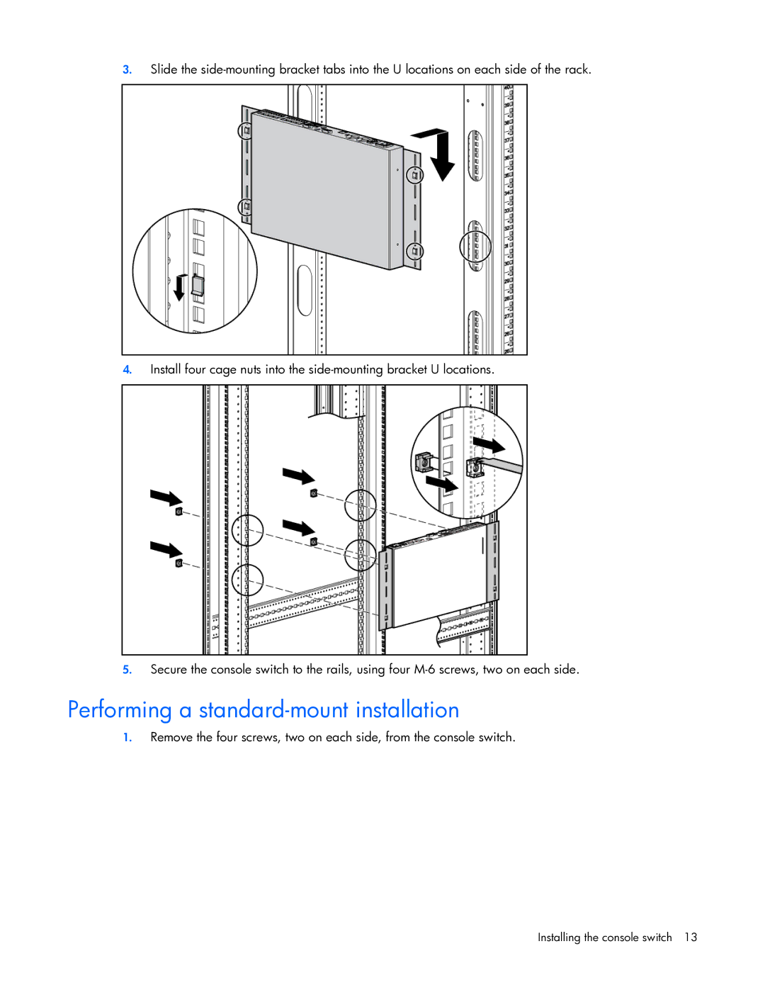 HP 409054-003 manual Performing a standard-mount installation 