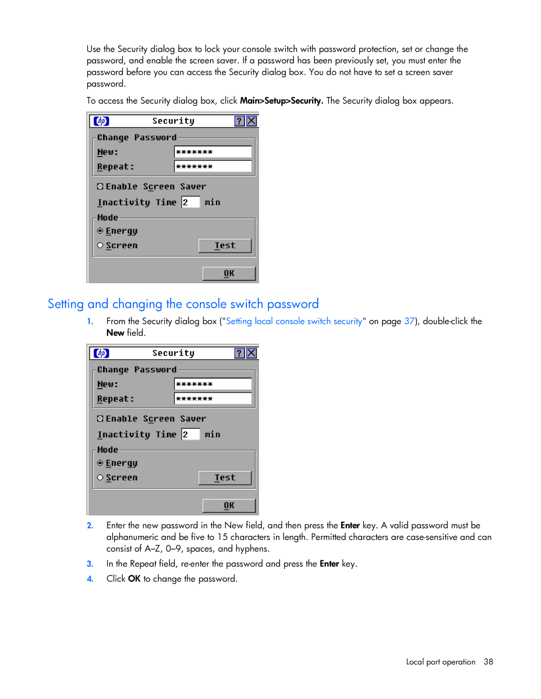 HP 409054-003 manual Setting and changing the console switch password 