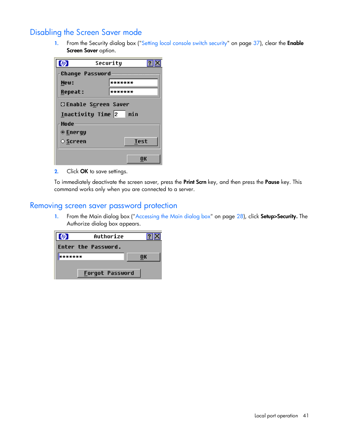 HP 409054-003 manual Disabling the Screen Saver mode, Removing screen saver password protection 