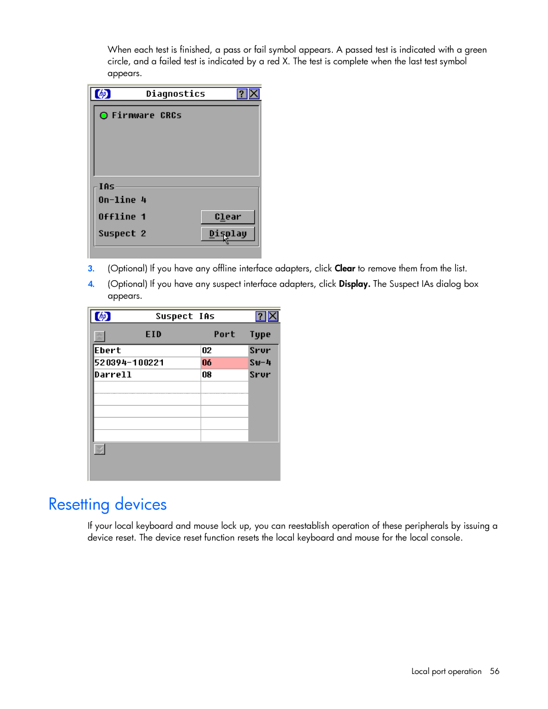 HP 409054-003 manual Resetting devices 