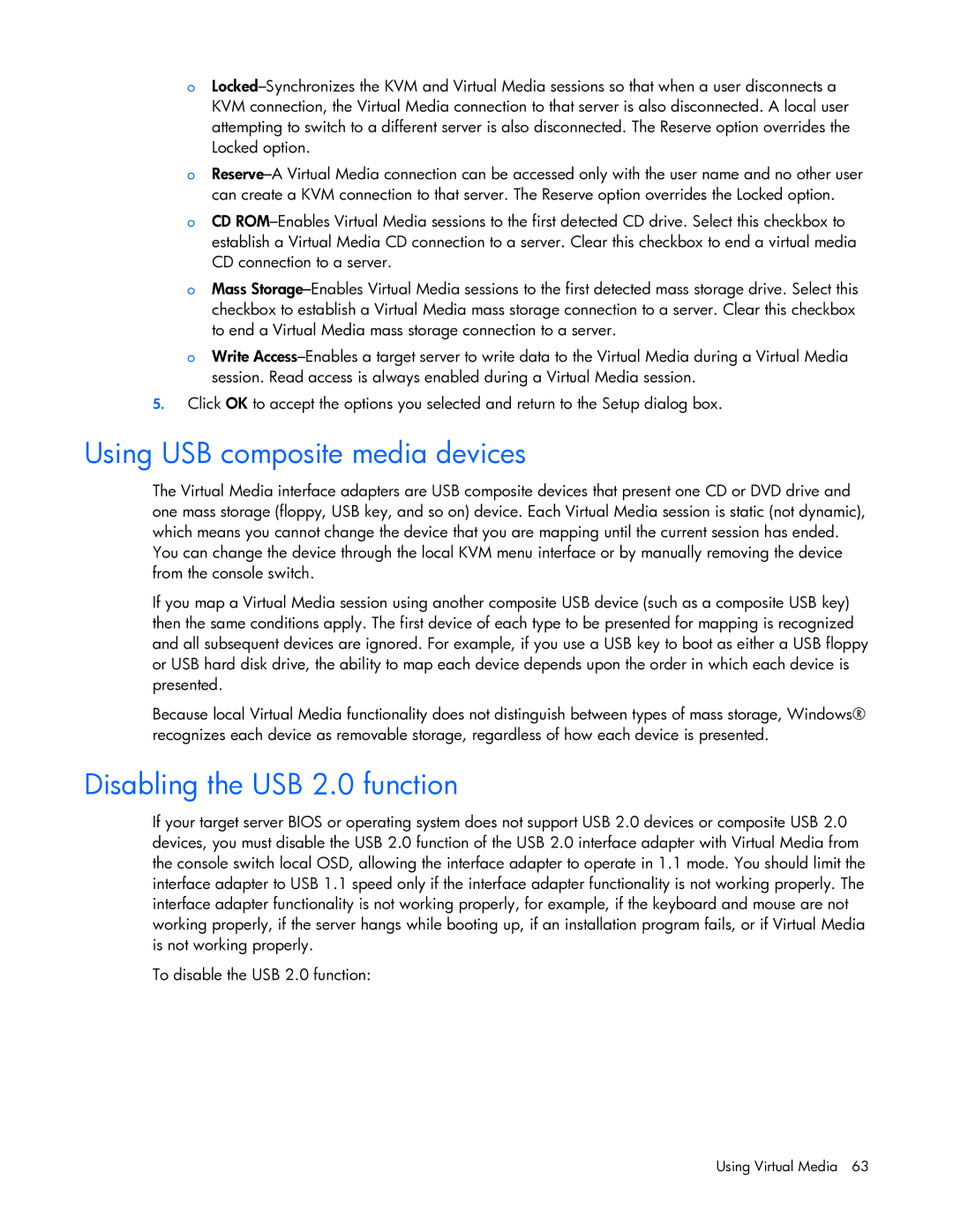 HP 409054-003 manual Using USB composite media devices, Disabling the USB 2.0 function 