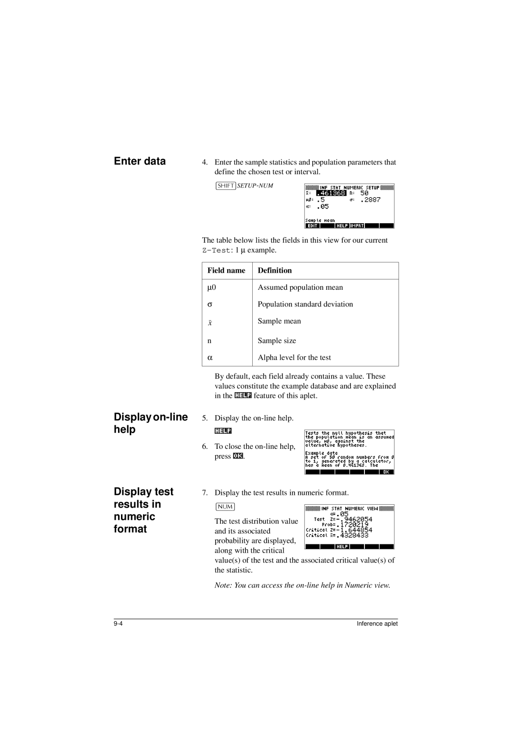 HP 40G manual Field name Definition 