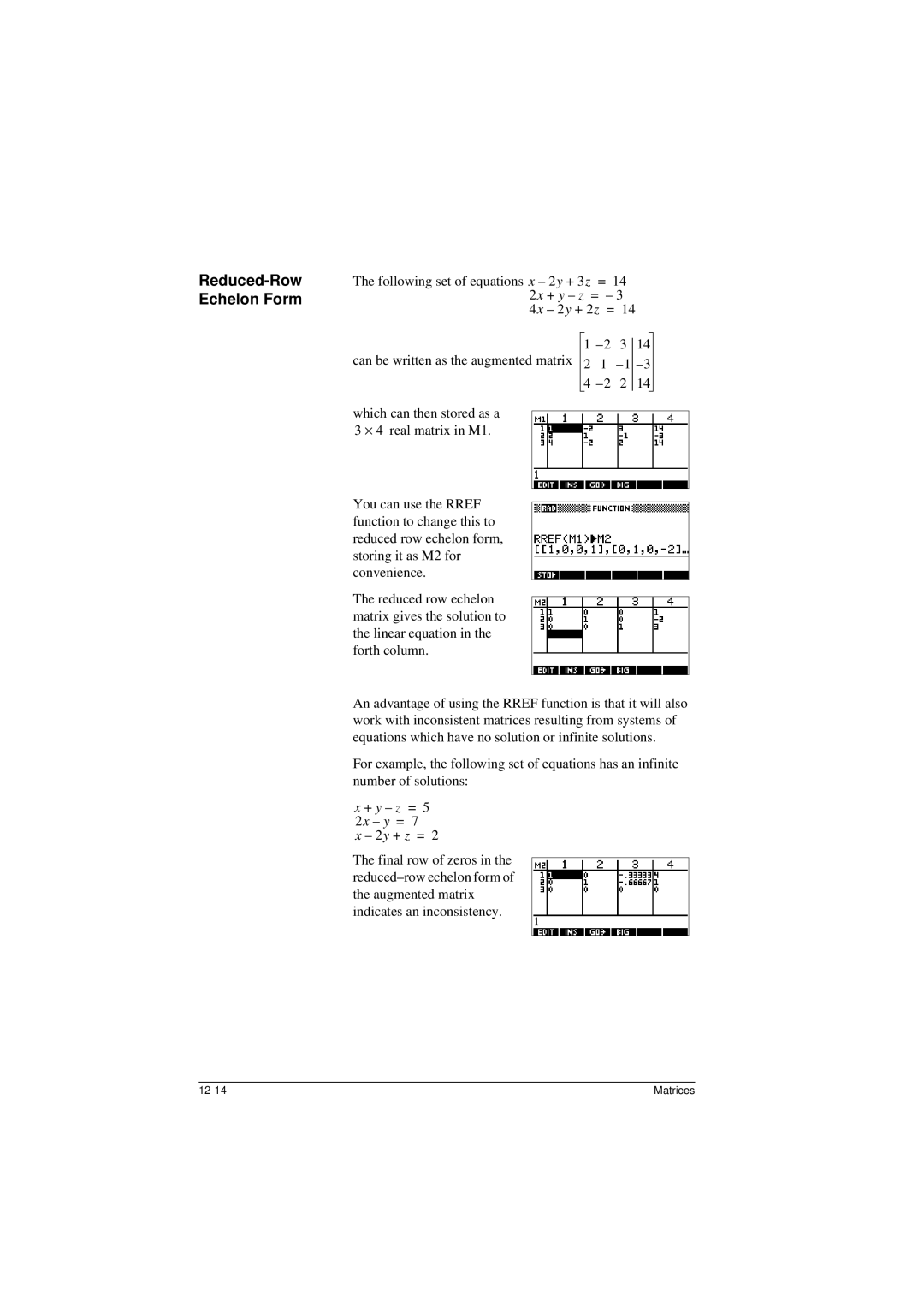 HP 40G manual Reduced-Row Echelon Form 