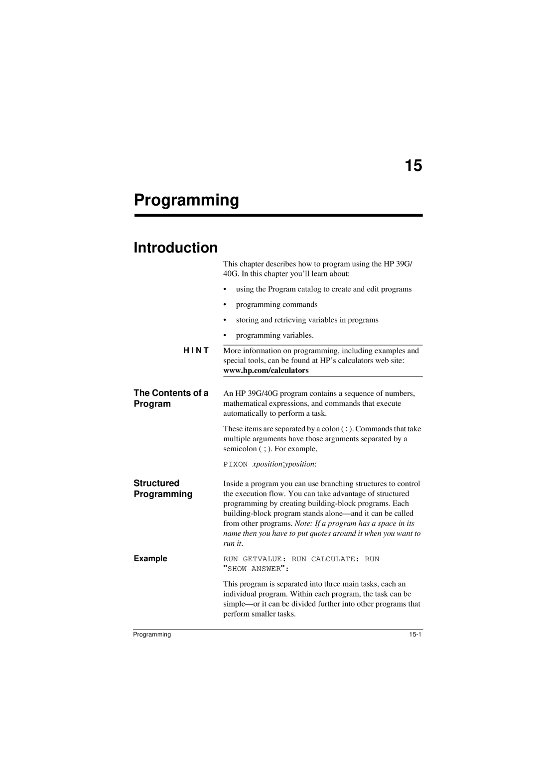 HP 40G manual Contents of a Program Structured Programming 