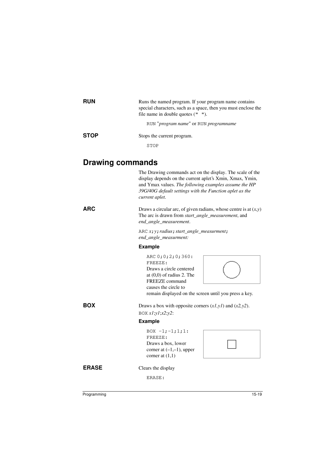 HP 40G manual Drawing commands 