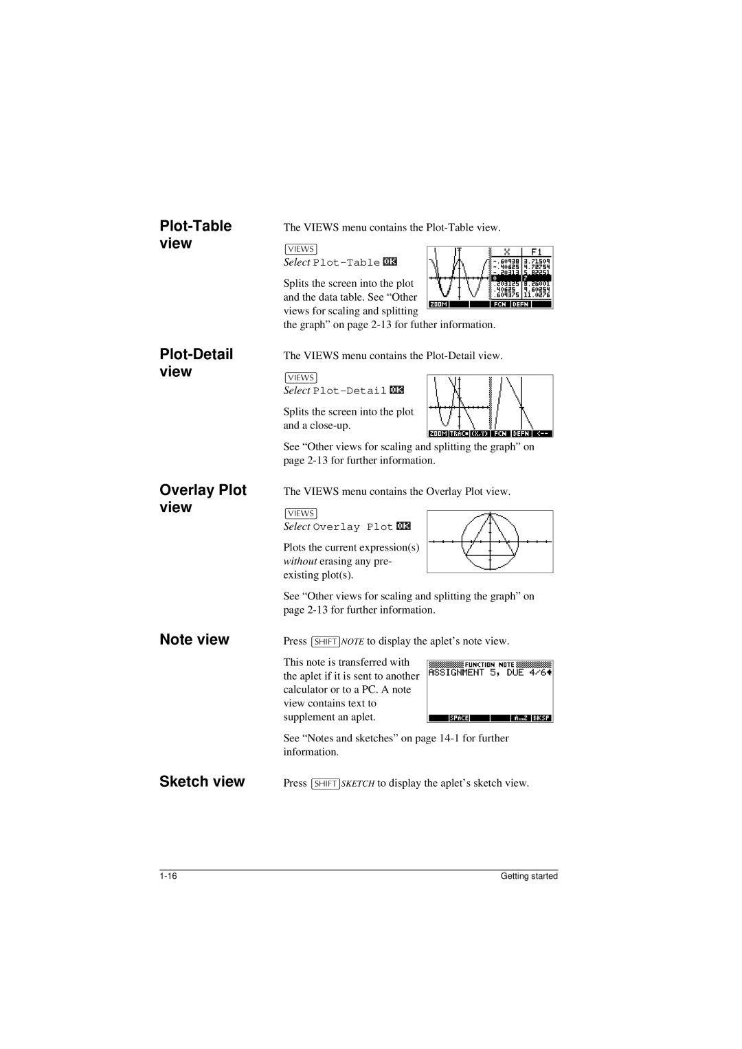 HP 40G manual Views menu contains the Plot-Table view 