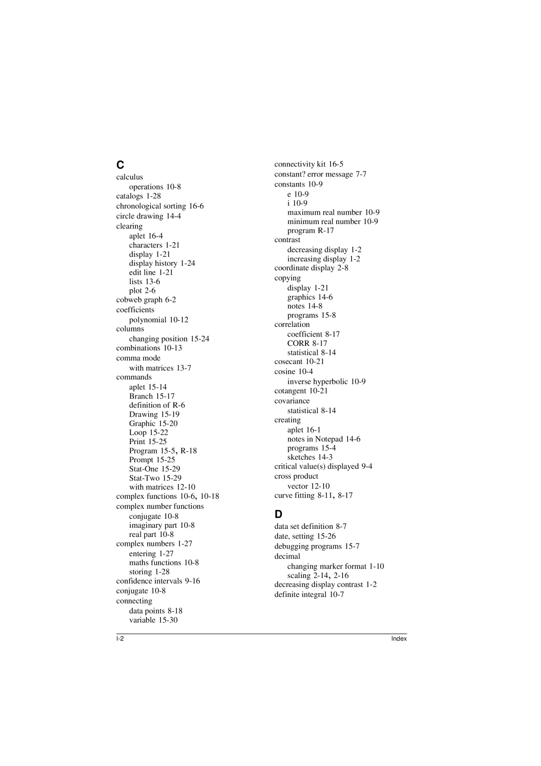 HP 40G manual Index 