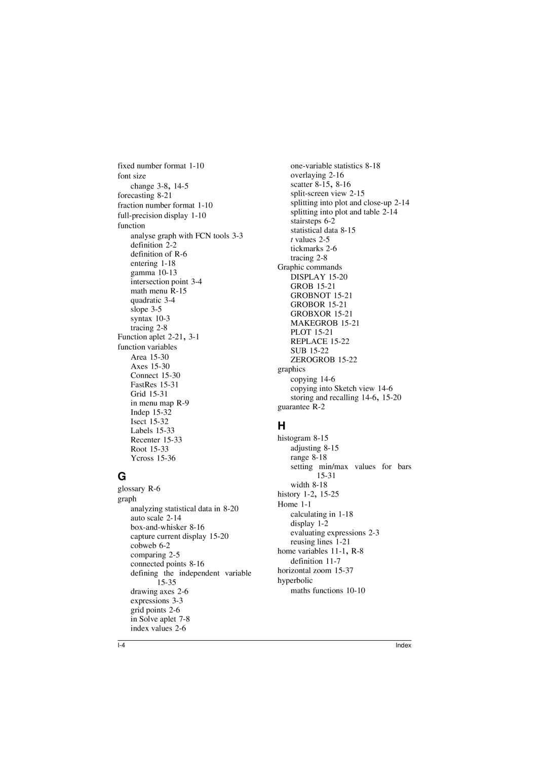 HP 40G manual Index 