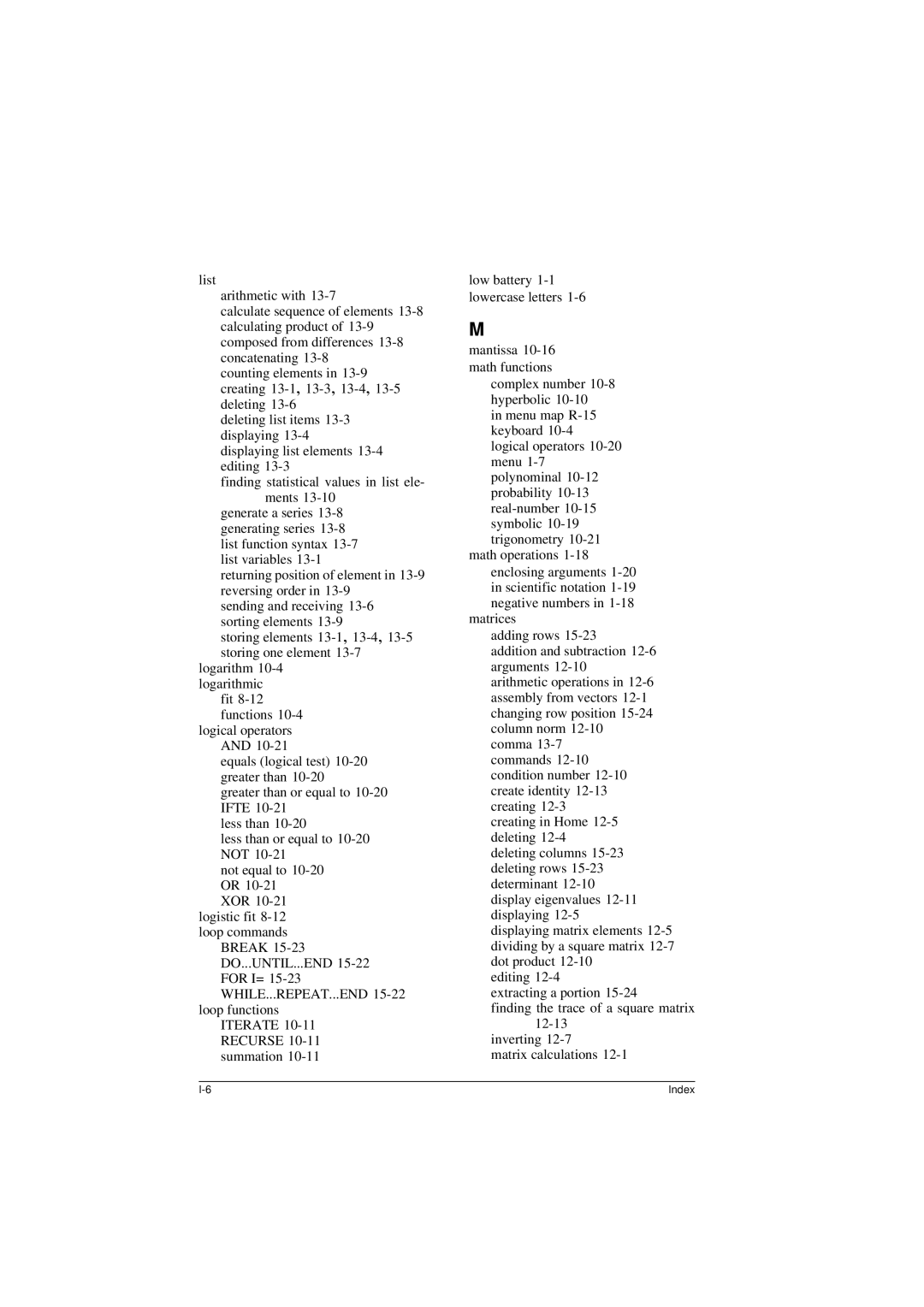 HP 40G manual Index 