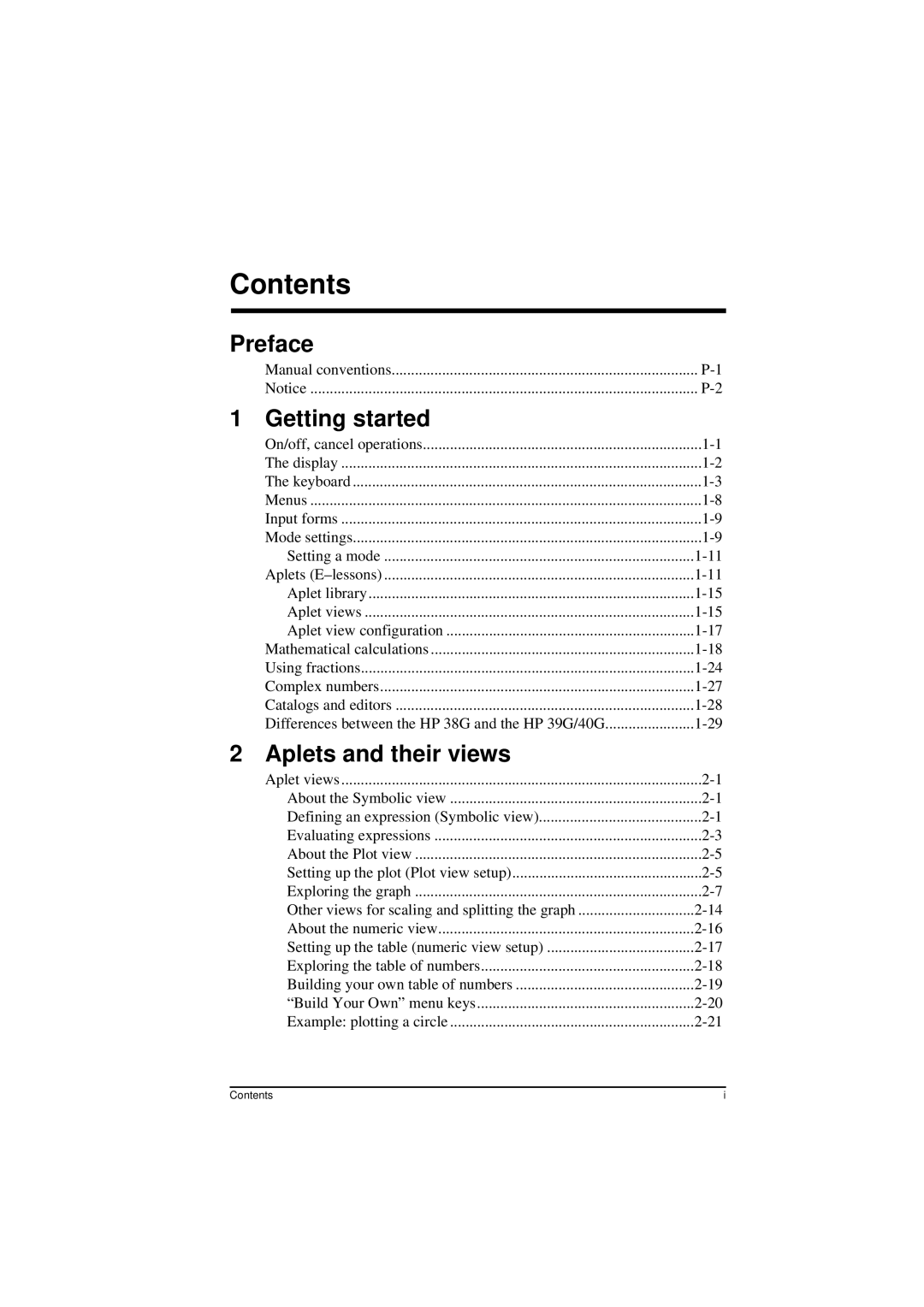 HP 40G manual Contents 