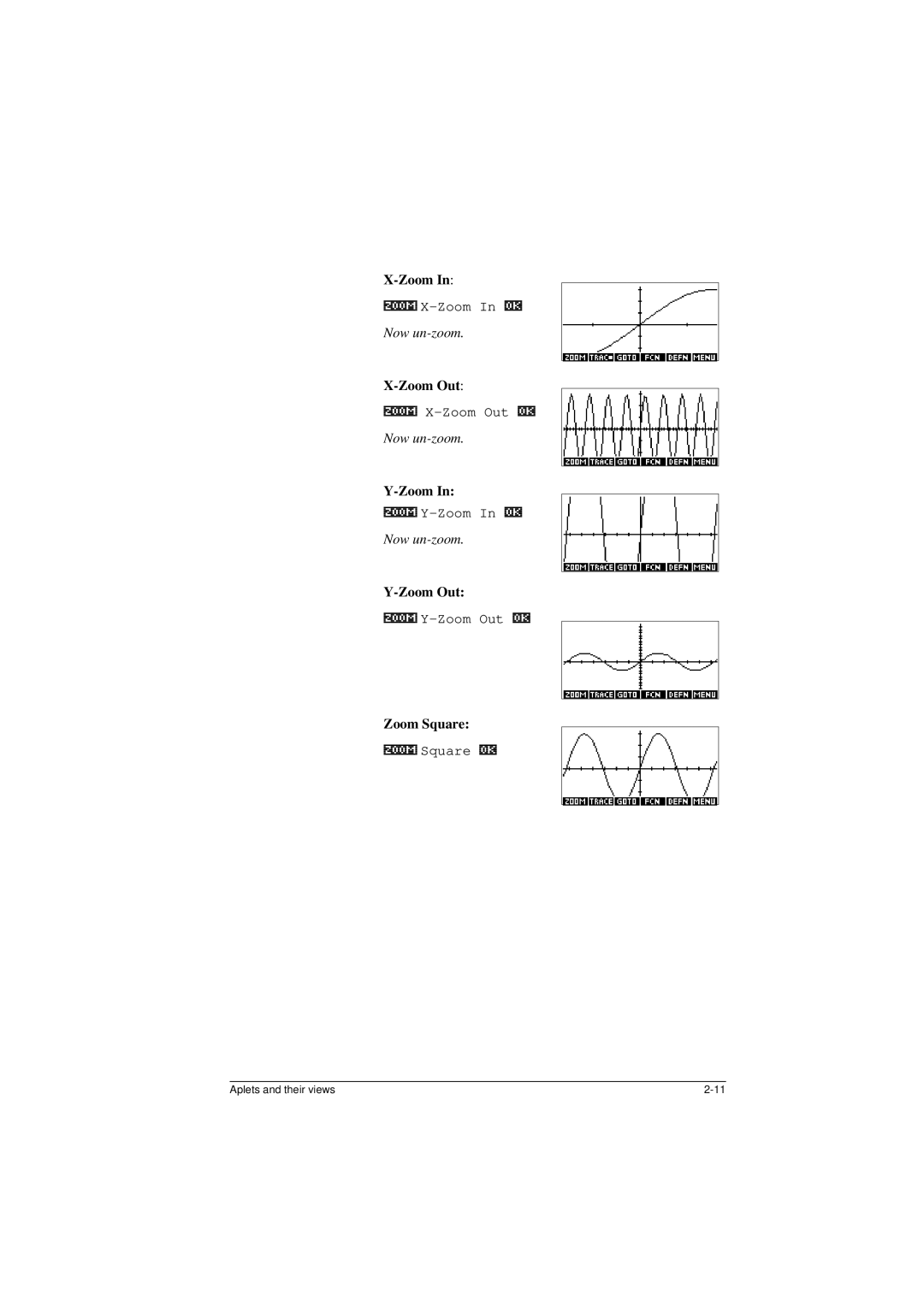 HP 40G manual =220X-Zoom Out, =220Y-Zoom Out, =220Zoom Square 