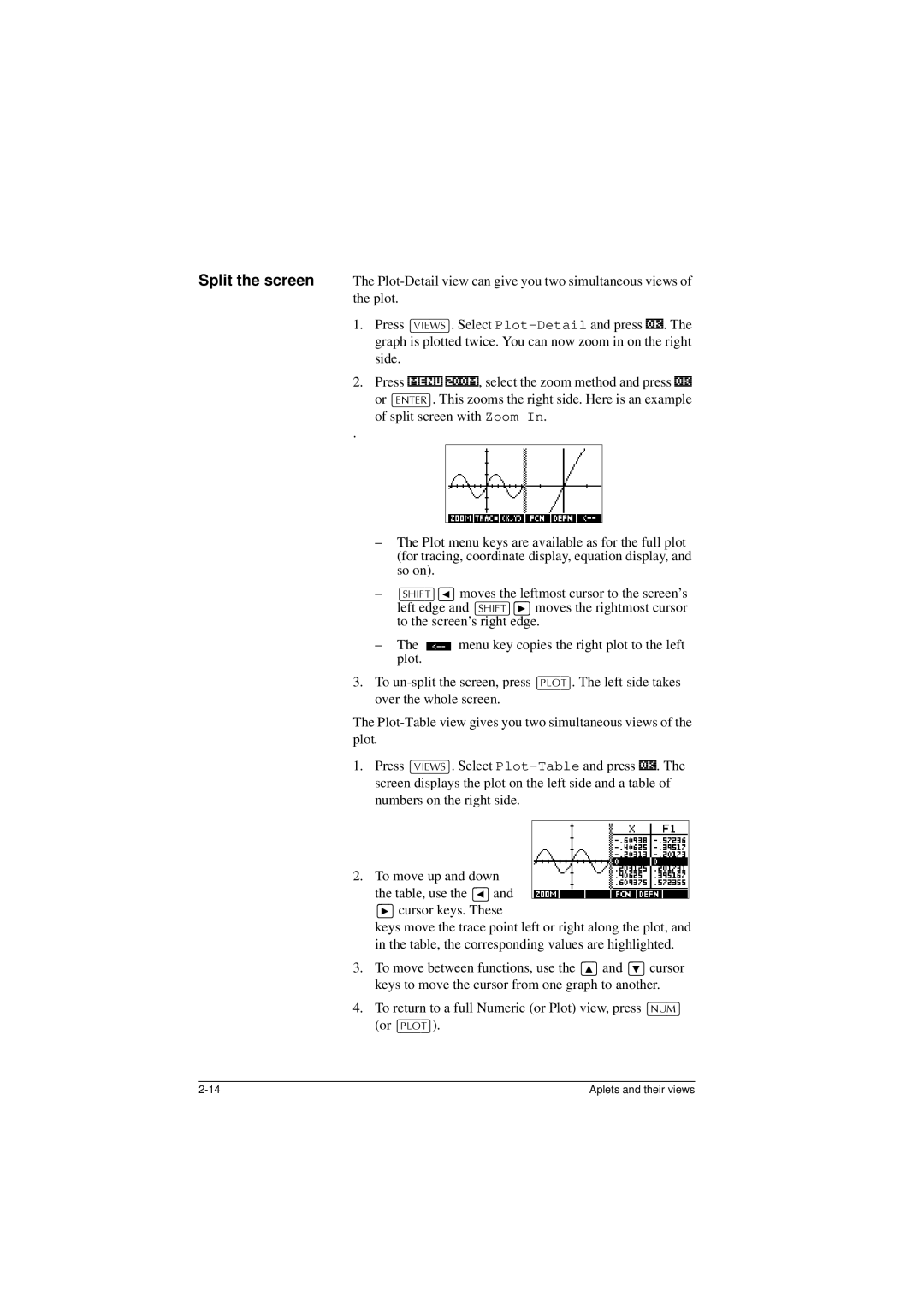 HP 40G manual Menu key copies the right plot to the left 