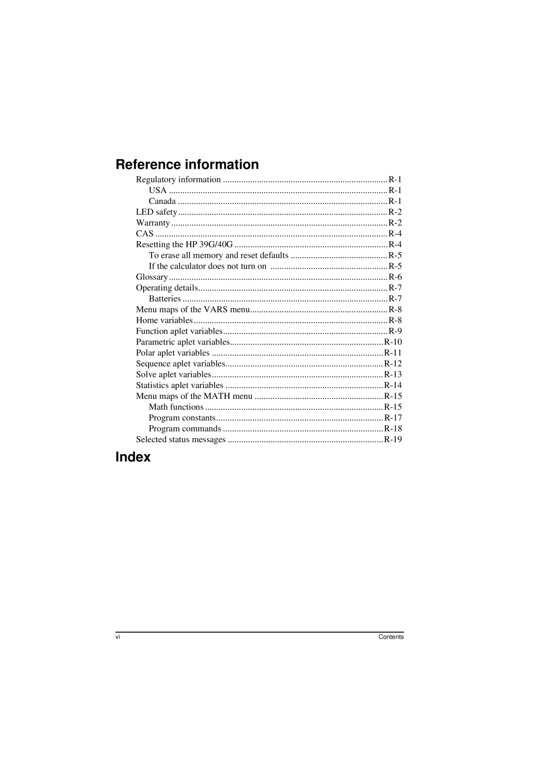 HP 40G manual Index 