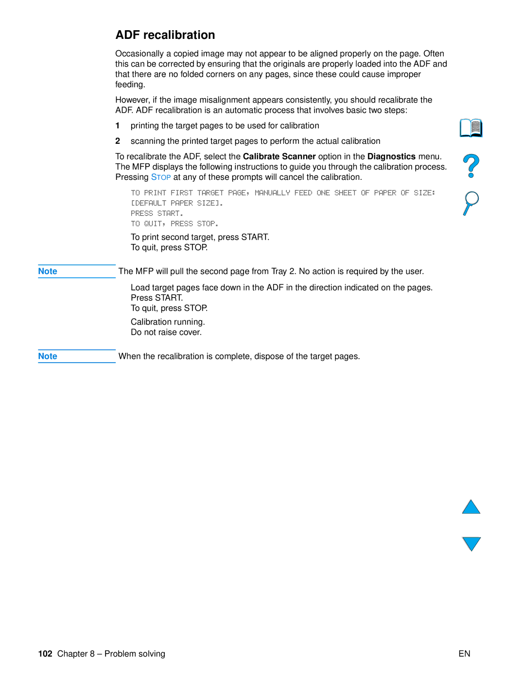 HP 4100 mfp manual ADF recalibration 