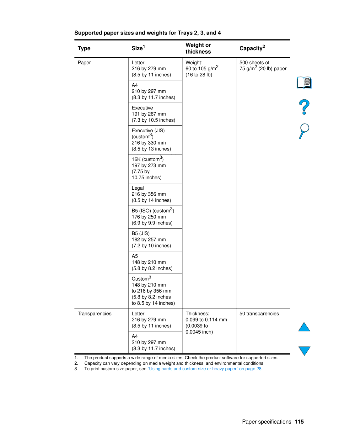 HP 4100 mfp manual Paper specifications 