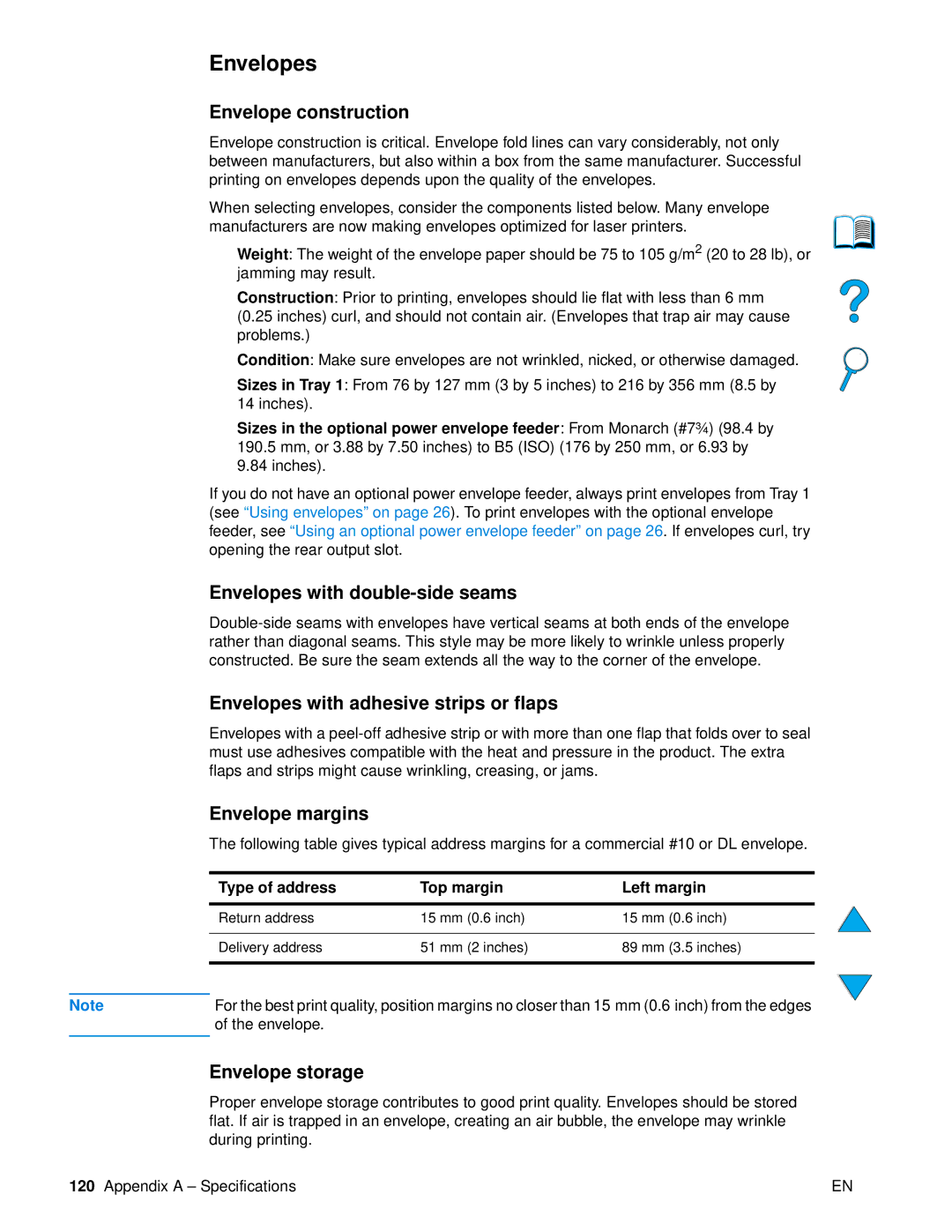 HP 4100 mfp manual Envelopes 