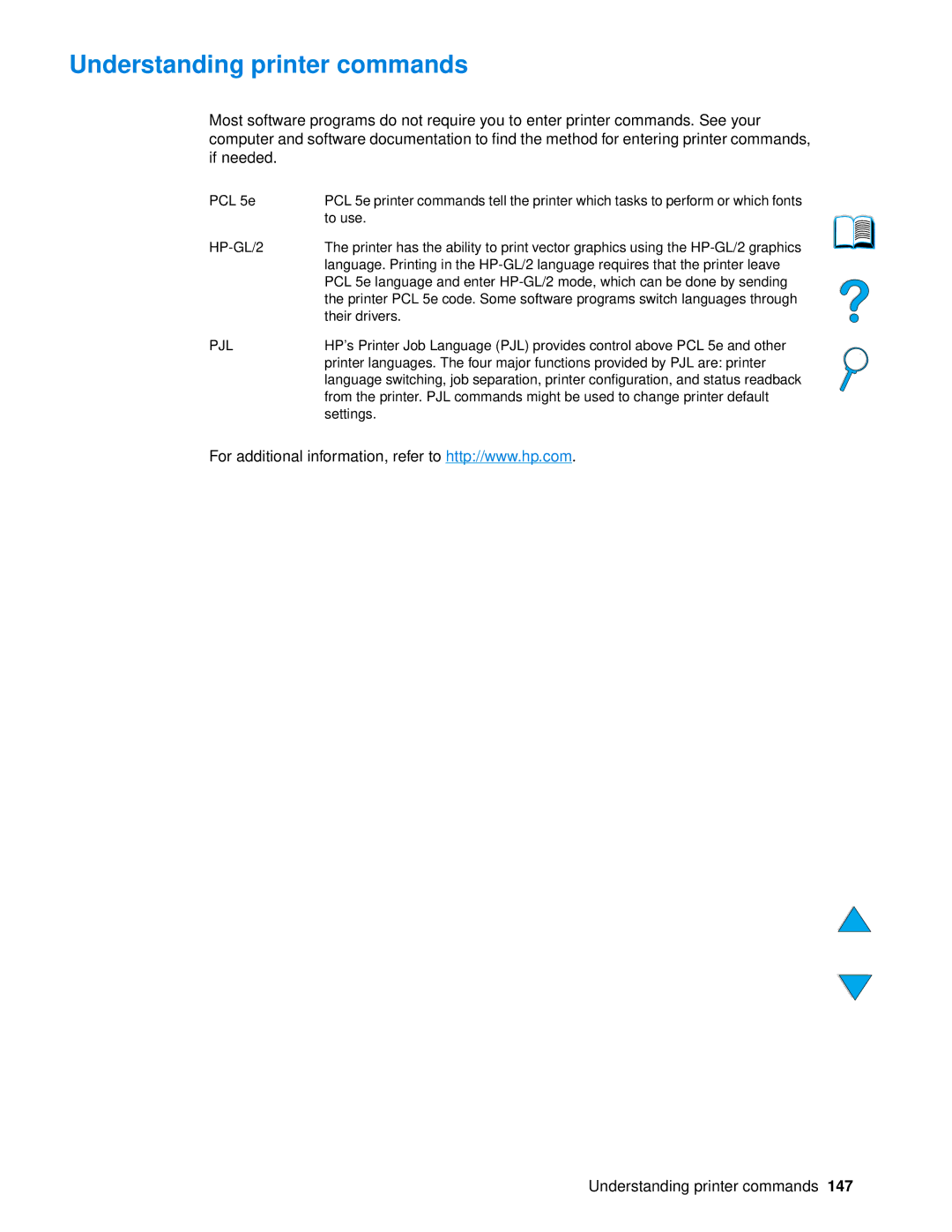 HP 4100 mfp manual Understanding printer commands, Pjl 