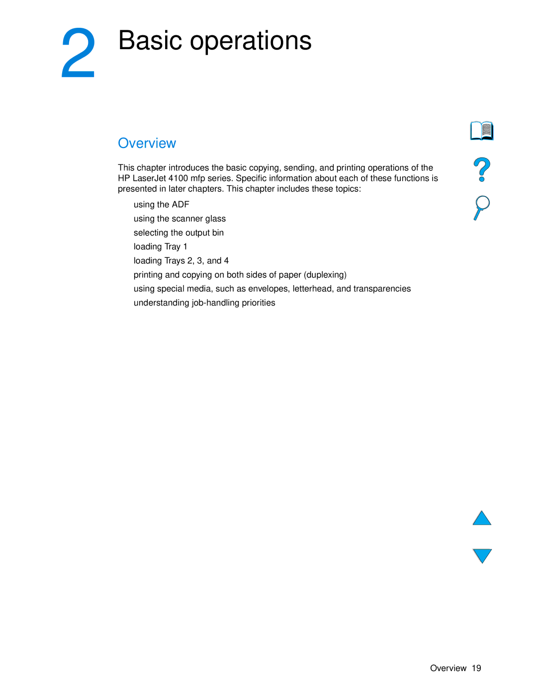 HP 4100 mfp manual Basic operations, Overview 