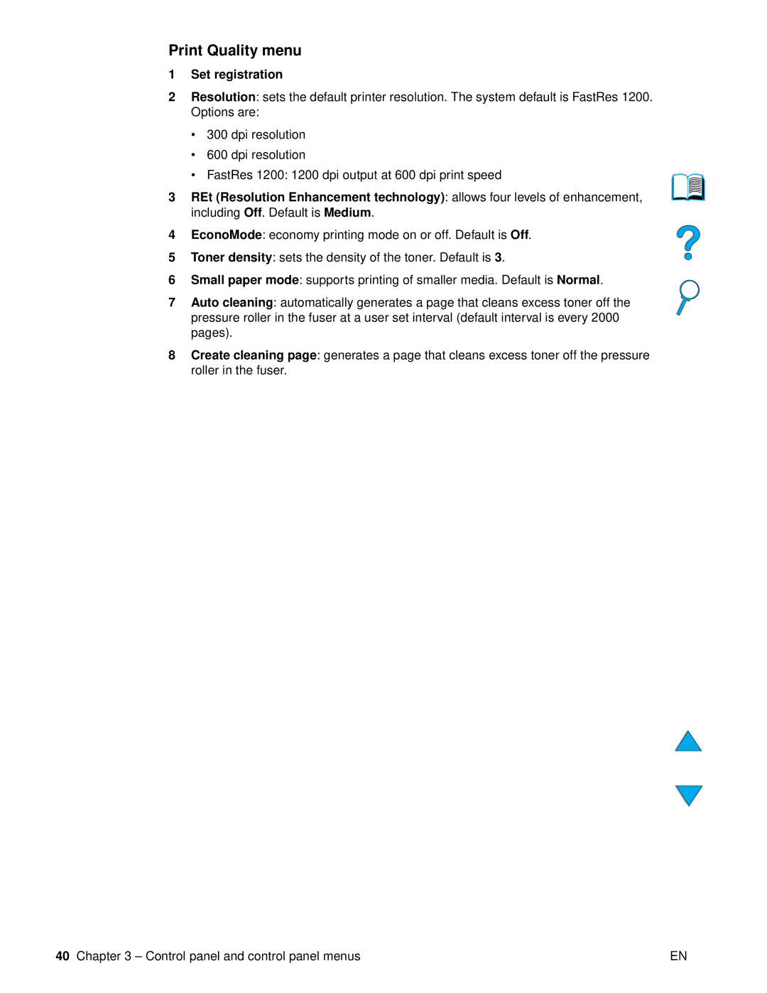 HP 4100 mfp manual Print Quality menu, Set registration 