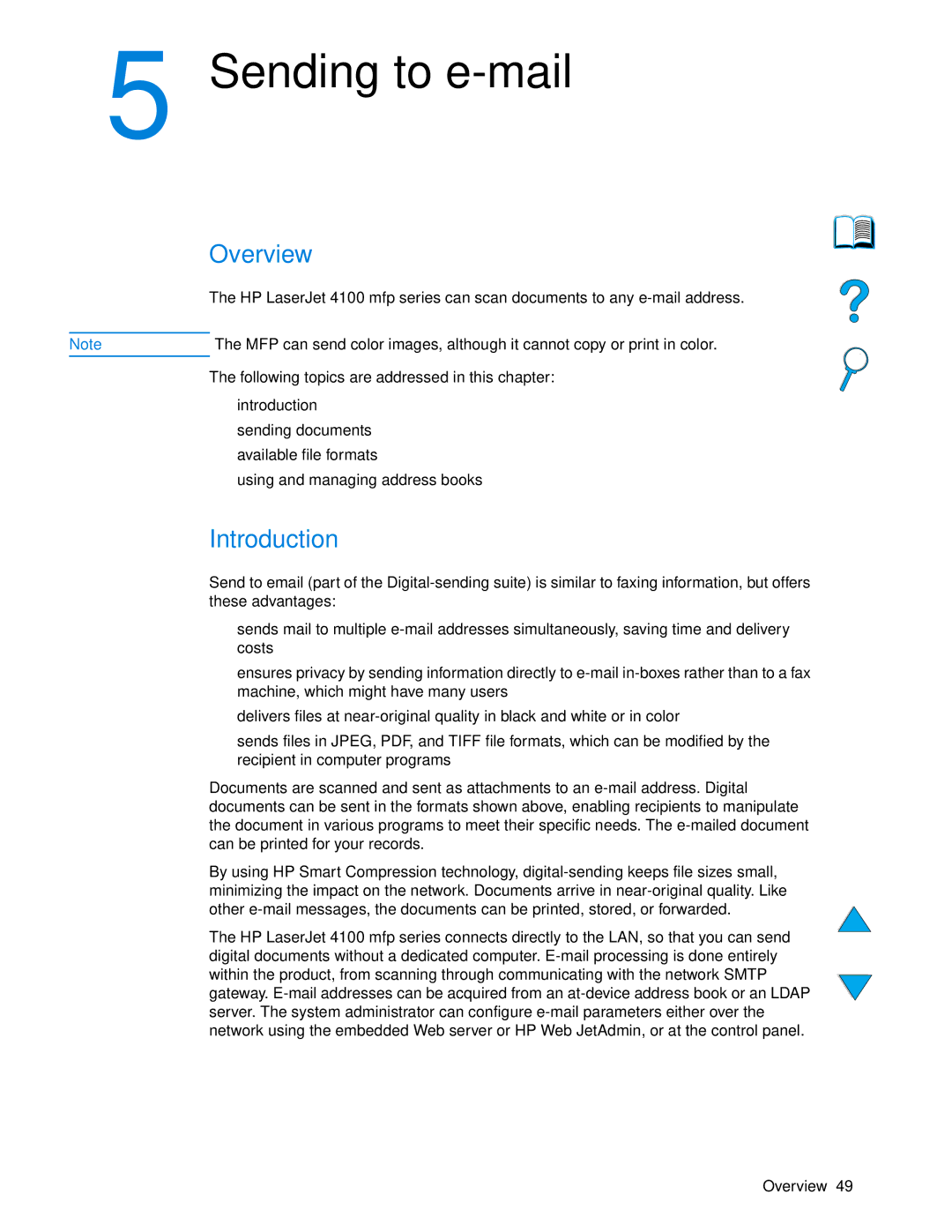 HP 4100 mfp manual Sending to e-mail, Introduction 