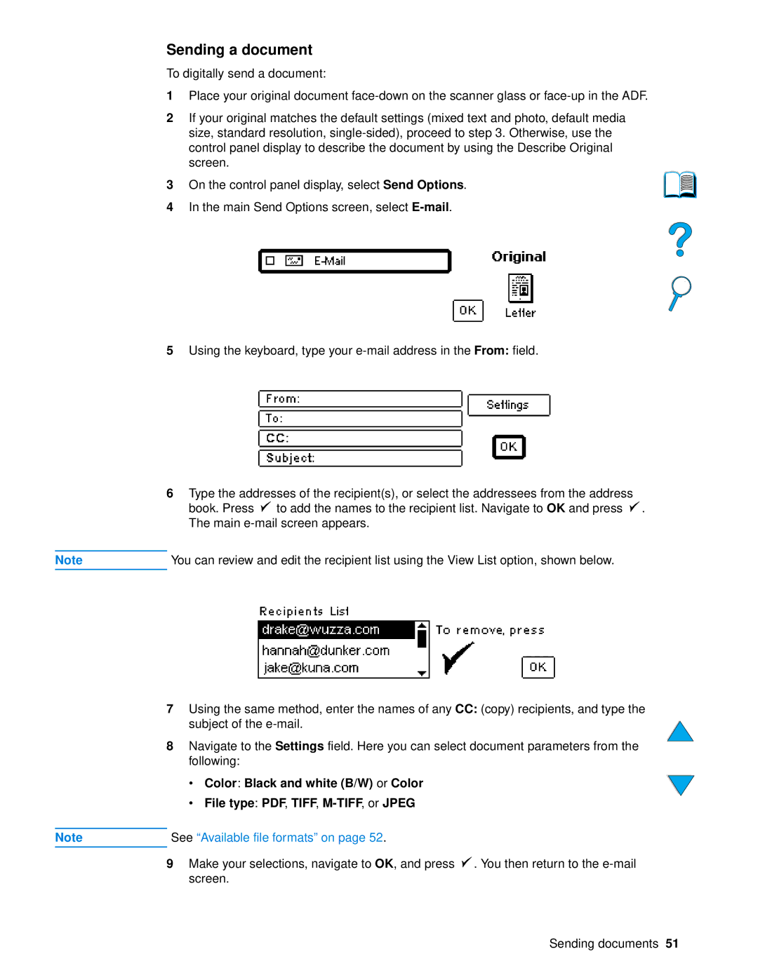 HP 4100 mfp manual Sending a document, Color Black and white B/W or Color 