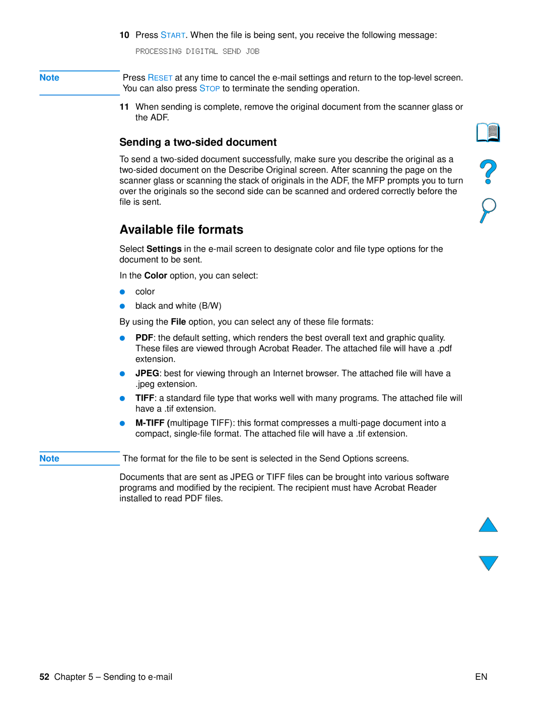 HP 4100 mfp manual Available file formats, Sending a two-sided document 