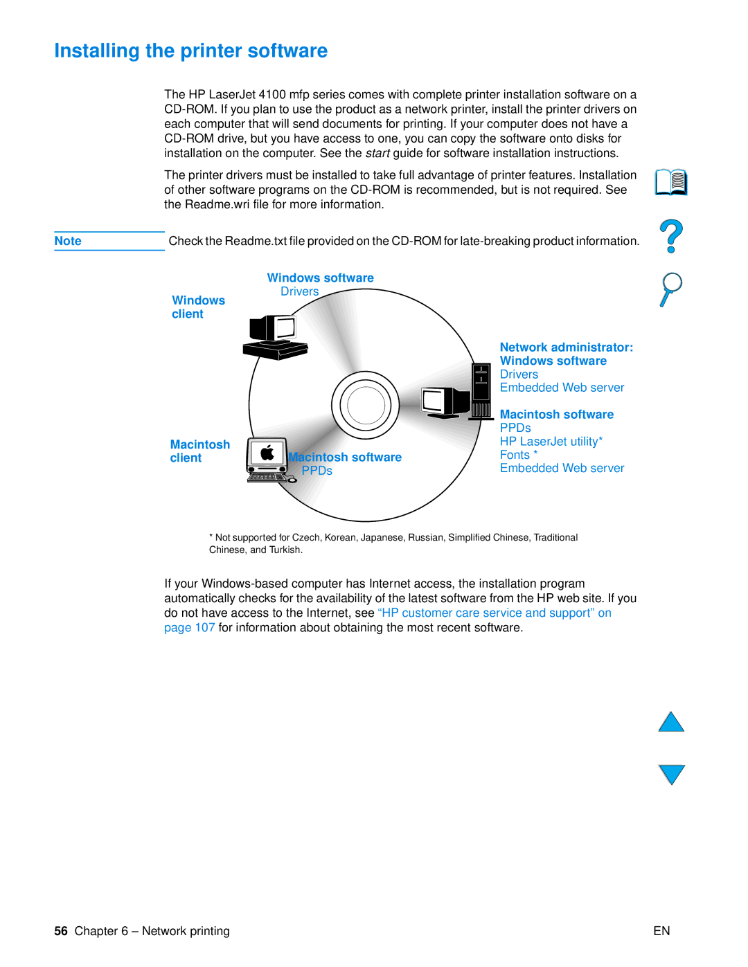 HP 4100 mfp manual Installing the printer software, Client Macintosh software 